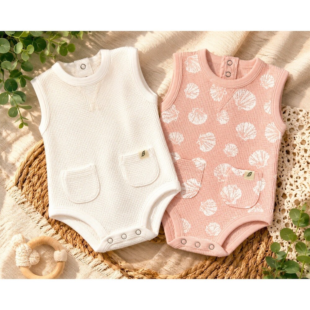 Easy Peasy Baby Girl Romper Bodysuit Bundle 2pc 0-3M Sleeveless Pink White